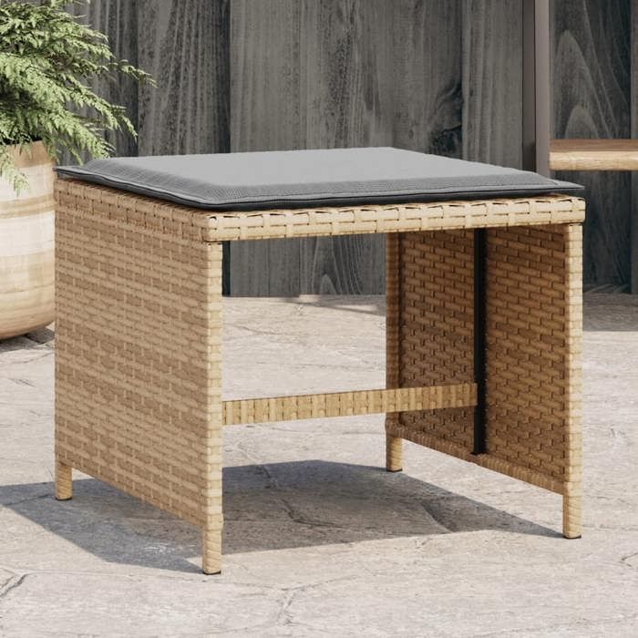 vidaXL Tabourets de jardin et coussins lot de 4 mélange beige rotin siège de jardin sièges dextérieur tabouret cube 4007489