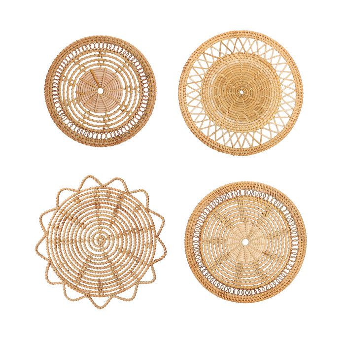 (Acheté en paquet de 2) 30*30 cm rotin rond style croix entrée paille tissé B&B fait main foin rotin décoration murale pendentif