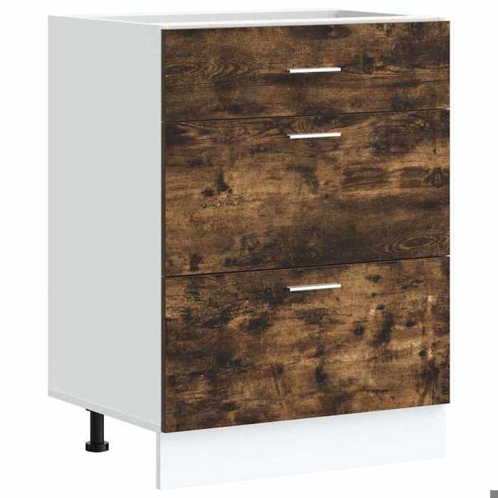 (SOLDE dété)Armoire de cuisine/Colonne de cuisine - Pieds réglable - Pieds réglable - chêne fumé bois dingénierie Aspect