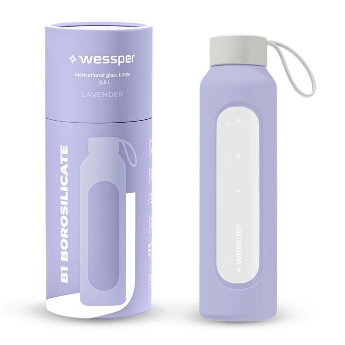 Gourde En Verre Borosilicaté Wessper 1L – Océan – Avec Protection Et Bouchon Anti-fuite