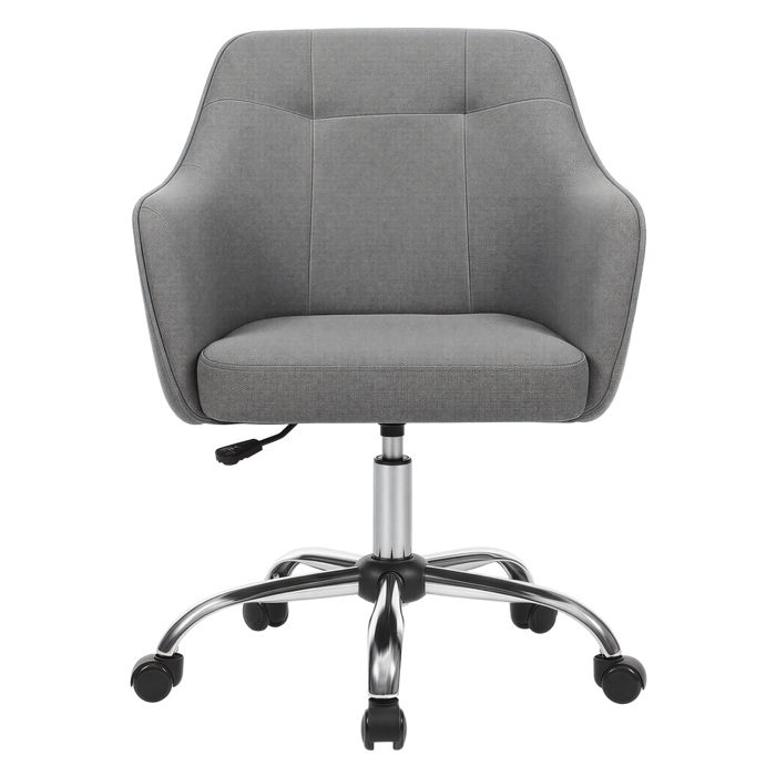 Chaise de bureau - Gris tourterelle - Hauteur réglable - Tissu coton-lin - Accoudoirs