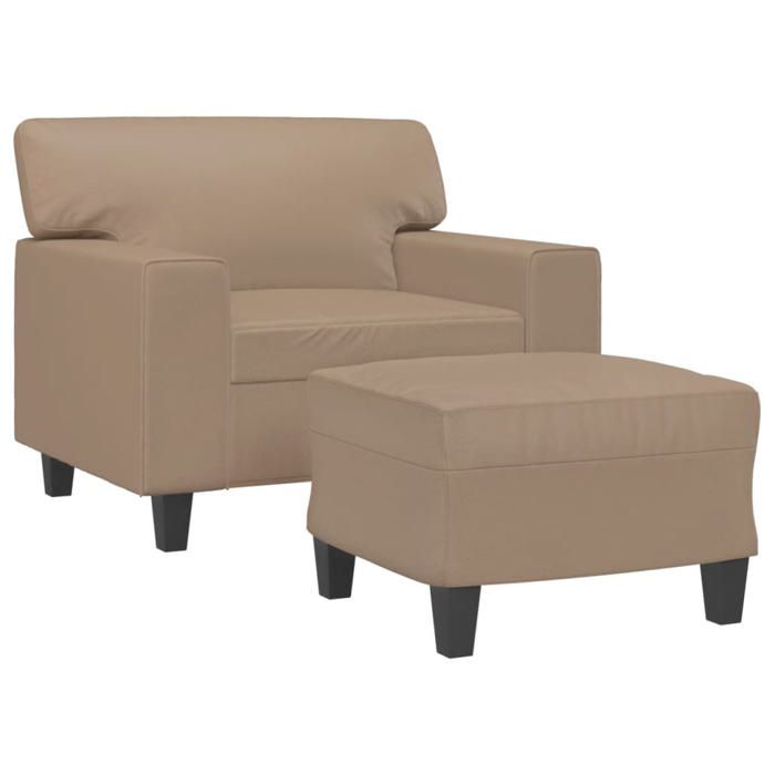Fauteuil moderne avec repose-pied - VIDAXL - Cappuccino - Similicuir - 60 cm - 94x77x80 cm - Moelleux - Contemporain
