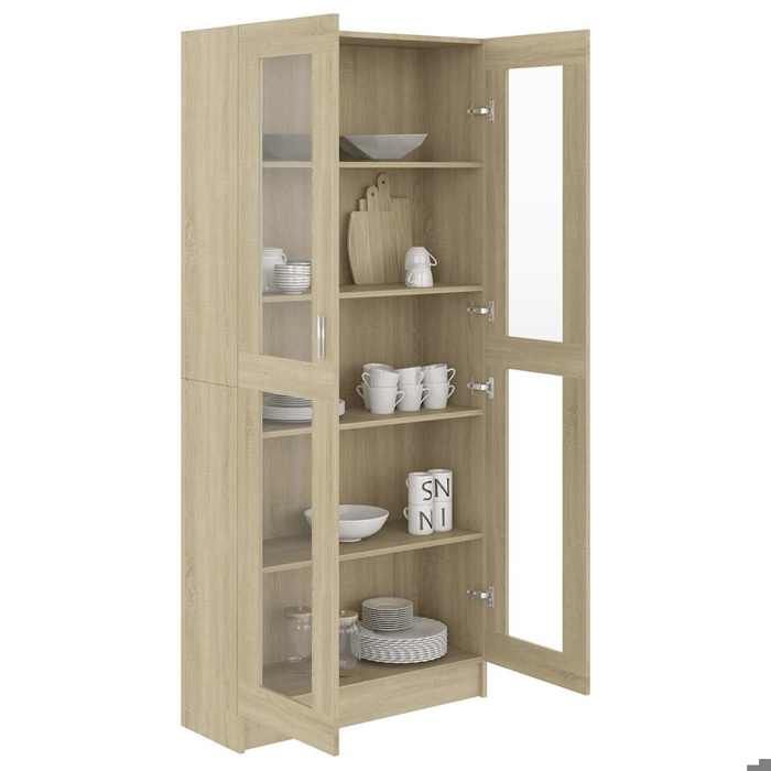 Cabinet de salon Brun - LEMON® Armoire vitrine - Chêne sonoma - 825x305x185cm - stockage livres - Bois ingénierie 389 - Soldes