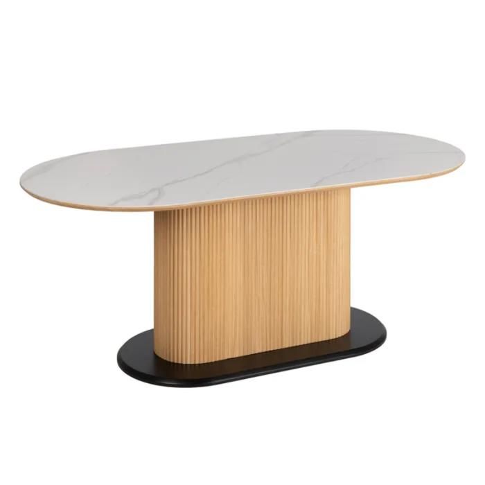 Table à Manger - Meubles&Design - Table à manger ovale blanche 180 cm pied rainuré central et base noire chic – INDIG Table à Manger - Meubles&Design - Table à manger ovale blanche 180 cm pied rainuré central et base noire chic – INDIG
