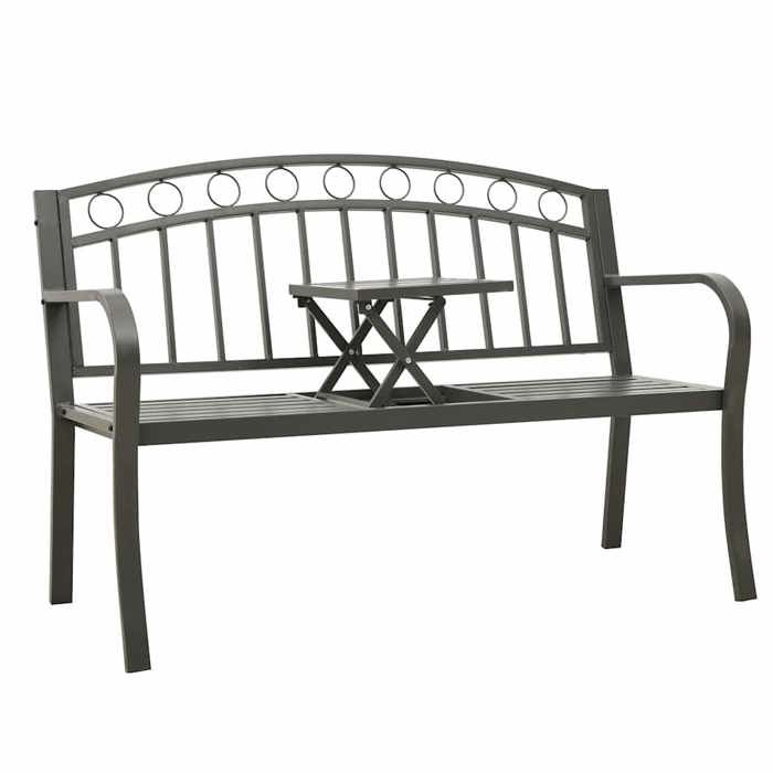 En PromotionBanc de jardin - SHIELD - Meuble dextérieur - Banquette pour balcon avec table Gris 120cm Acier 3438745
