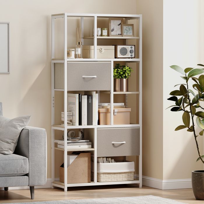 Étagère de rangement - AKOZON - 12737 - 6 niveaux - 2 tiroirs en tissu - 72 5x30x150 cm