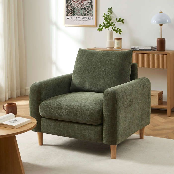 Fauteuil fixe CALIBA 1 place tissu chenille vert Fauteuil fixe CALIBA 1 place tissu chenille vert