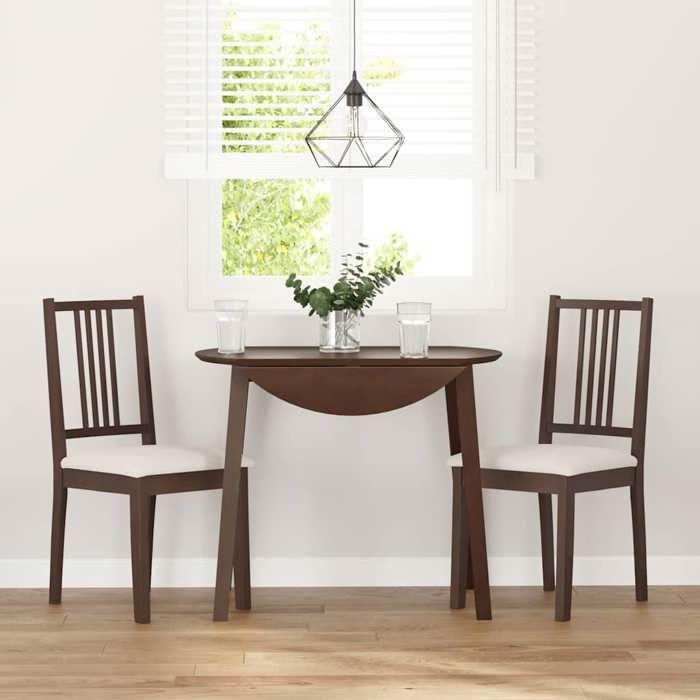 2 pcs Chaises à manger/Restaurant - Moderne - coussins marron - bois massif caoutchouc 40x47.5x89 cm C1517