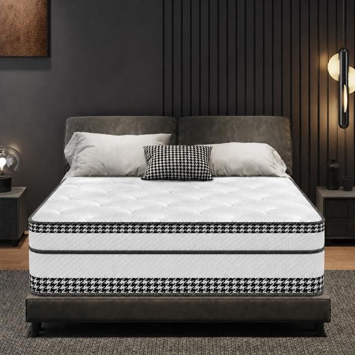 Matelas 140x190 Epaisseur 30cm Ressorts Ensachés et à Mémoire de Forme H3 Moyenne Ferme Confort Équilibré Respirant