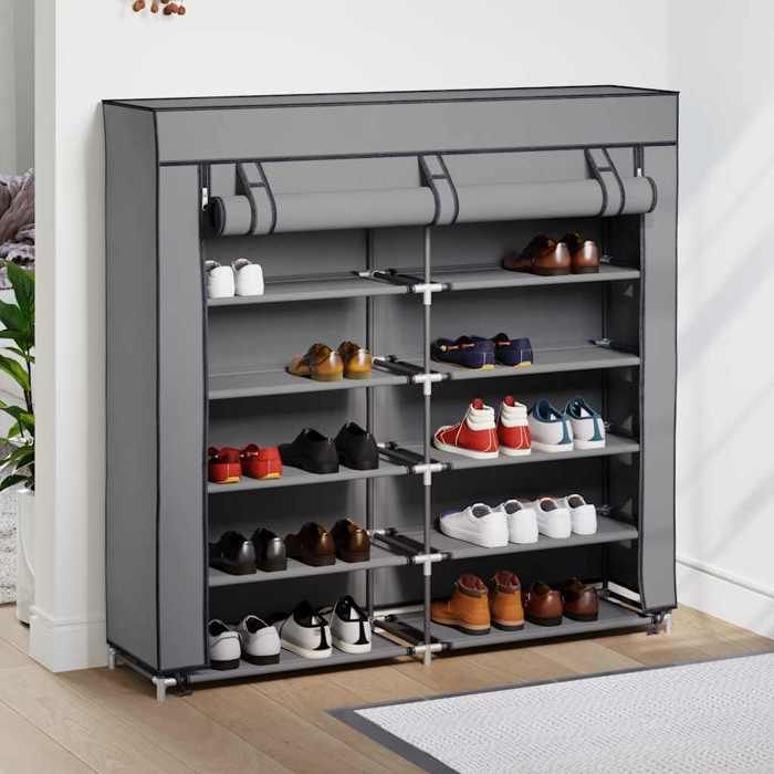 Mode Produits ménagers - vidaxl - Armoire à chaussures avec housse Gris 115x28x110 cm Tissu - pour maison N1B6174