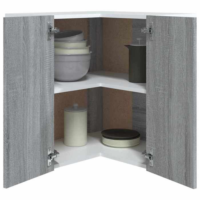 Décoratif - Meuble haut - Armoire dangle suspendue de cuisine - Armoire polyvalente - Lyon Gris Sonoma 57x57x60cm - bois dingéni