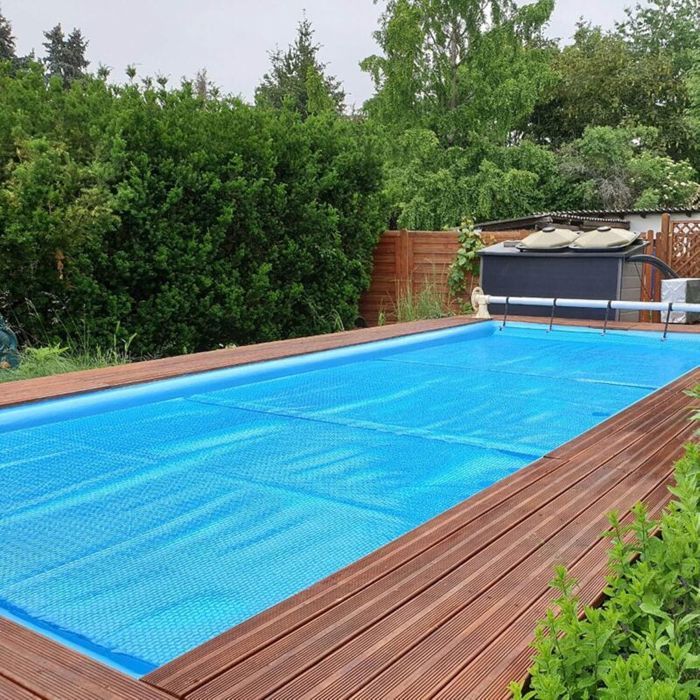 Bâche bulle isolante piscine 3×2m bleue anti-poussière