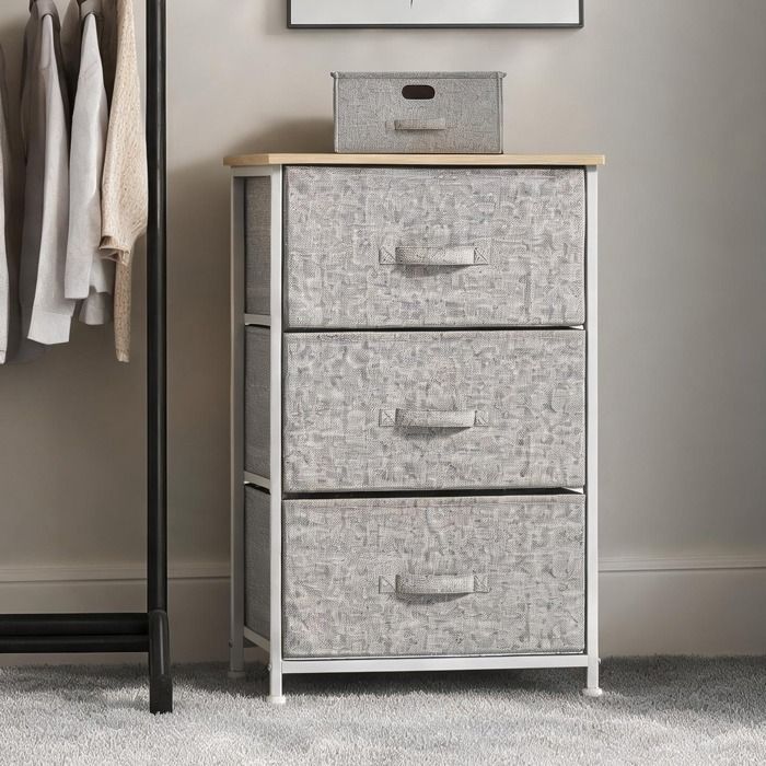 Storage Cabinets with Gris Panneau De Particules and 17.7 x 11.8 x 27.9 in Panneau de particules gris - Chiffonnier 3 tiroirs