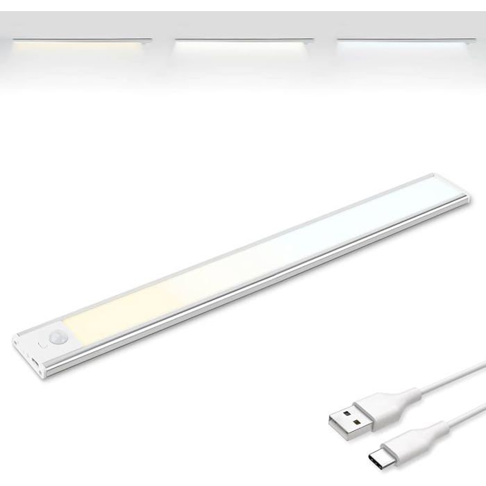 Led Armoire Detecteur Mouvement Reglette Led Rechargeable USB C 3 Températures de Couleur LED 1 pièce 40 cm Arg ECLAIRAGE DE MEUBLE