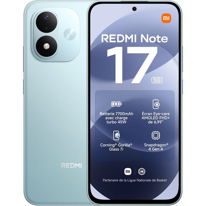 Smartphone XIAOMI REDMI Note 17 5G 6Go RAM ROM Ciel