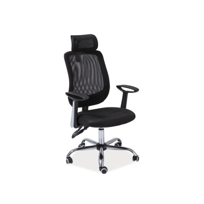 chaise de bureau à roulettes - ac-déco - q118 - noir - 60 x 50 x 115 cm