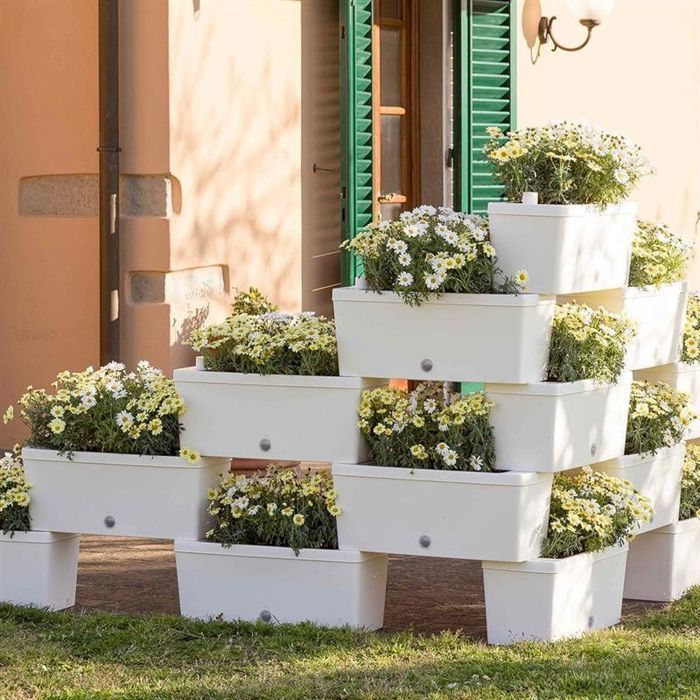 Mucola Bac à fleurs en bois Jardinière 50x50 cm - Blanc