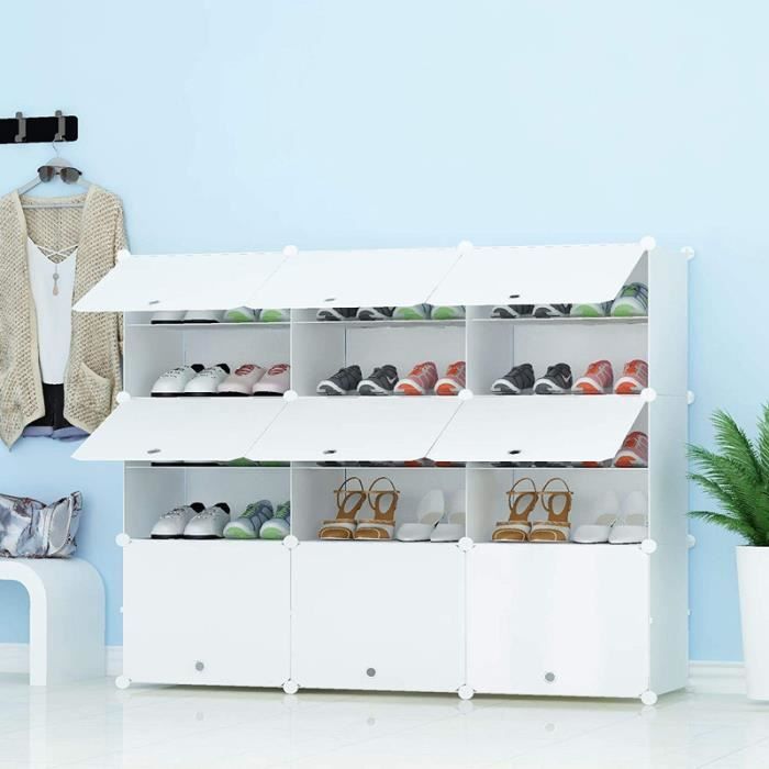 meuble à chaussures cubes de rangement modulaires,armoire à chaussures,etagères chaussures,blanc(3-5)