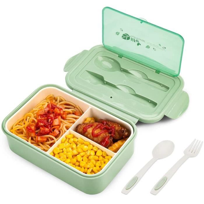 Lunch Box, Boîte à Déjeuner en Plastique pour Enfant Adulte, Boîte à Repas  avec Trois Compartiments et des Vert - Cdiscount Maison