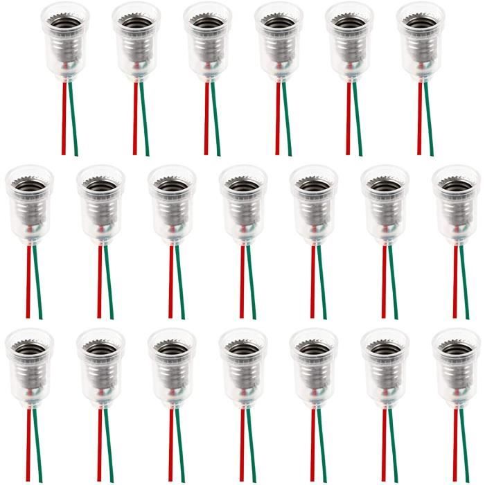 20PCS Douilles E10 Lampe Base E10 LED Lampe Support pour ampoules LED E10 avec câble pour expériences circuits électriques tests