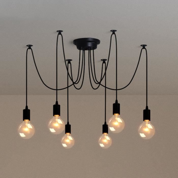 Lustre Suspension Araignee E27 Plafonnier Moderne 6 Tete Pour