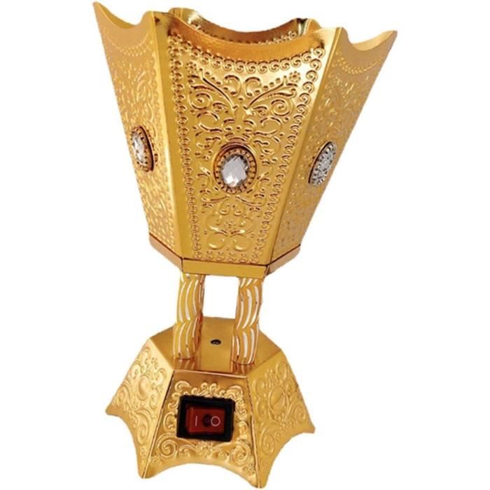 Warmhm Brûleur D' Électrique Style Moyen-Oriental Encensoir Électrique De Table Bakhoor Porte- En Métal Vintage Pour Bureau À Domicile Yoga Spa Décor