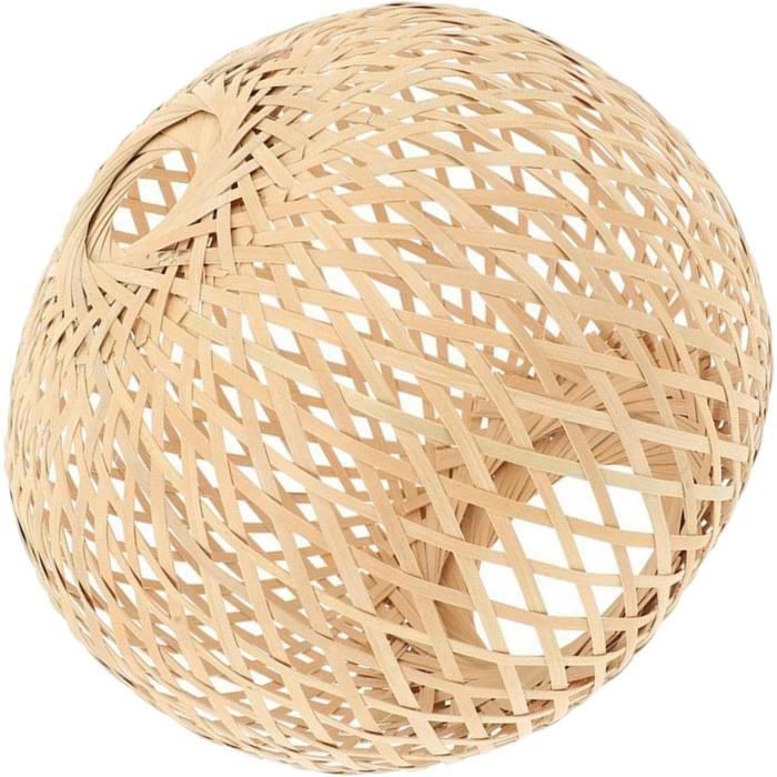 2 Abat-Jour Rotin Bohème - Lustre Plafond Suspendu Pour Lampe Table Applique Salon