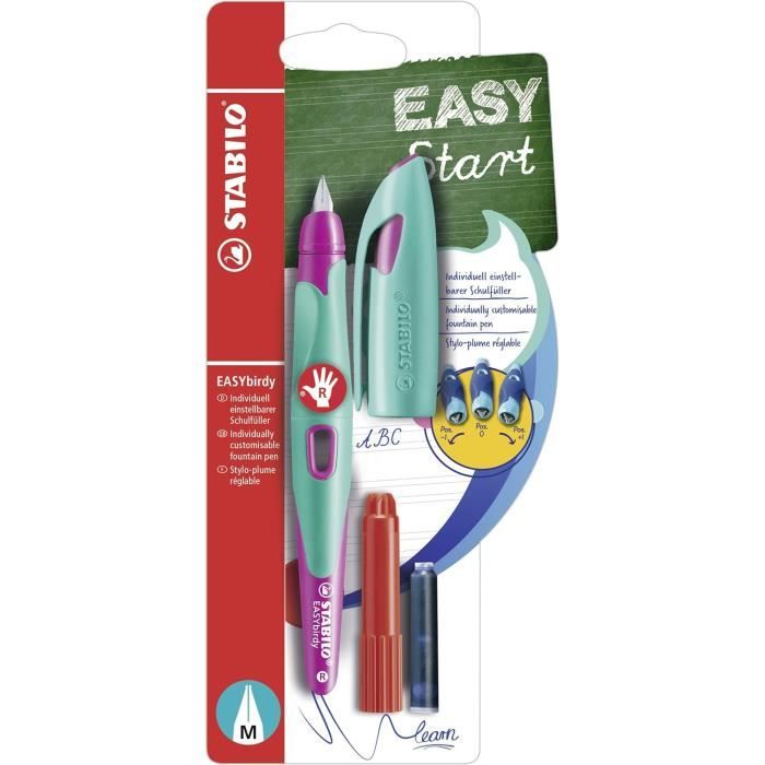 STABILO EASYbirdy 3D DreamWorld Stylo Plume Enfant Droitier Rose - Fées & Licornes