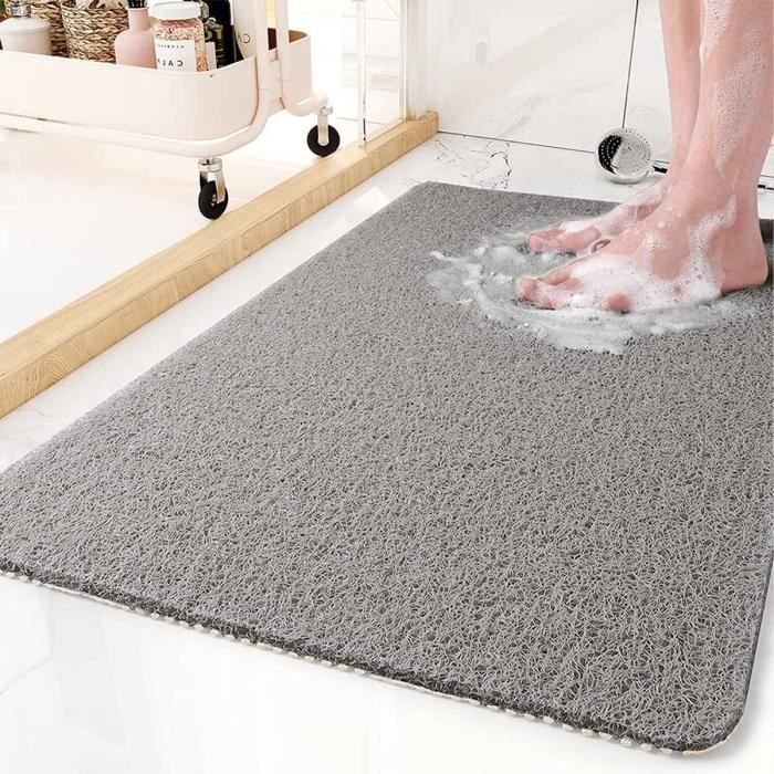Tapis De Douche Antidérapant 40x100cm En Luffa - Tapis Bain PVC Sans Ventouses, Drainage Rapide, Découpable Et Séchage Vite