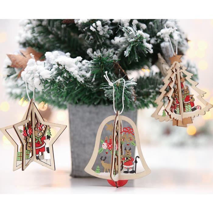 15pcs Decorations En Sapin De Noel Pendentif En Bois Stereoscopiques Ornements Achat Vente Sapin Arbre De Noel Cdiscount
