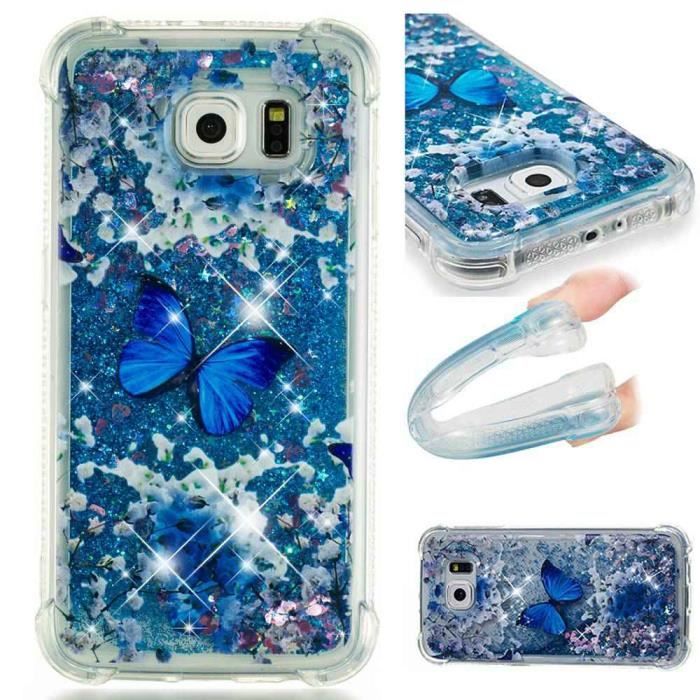 Coque Samsung Galaxy S6 Edge Sablier TPU - Papillon Bleu ...