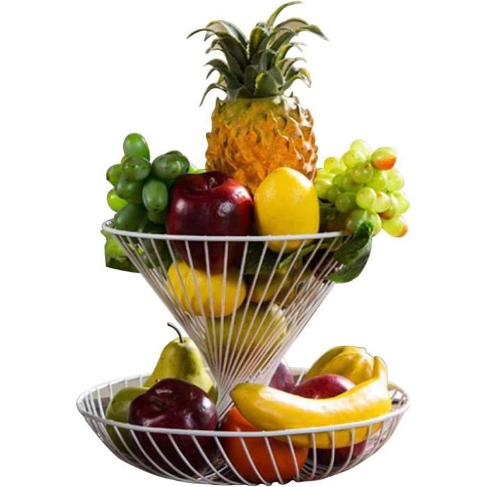 Corbeille à Fruits 2 Niveaux Balancier 46cm Noir