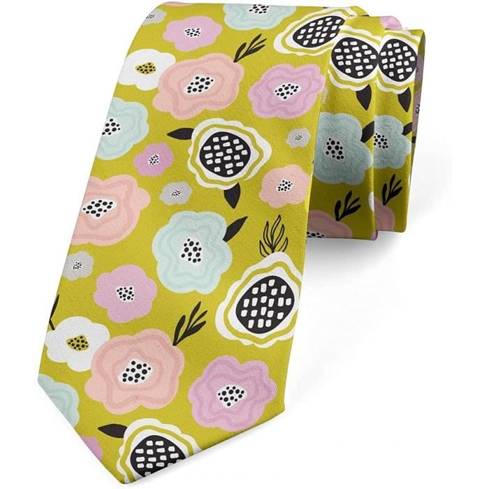 Cravate Homme Néon Imprimé Main - 100% Polyester, Longueur 145 Cm - Pour Business, Mariage, Fête, Cadeau - 12