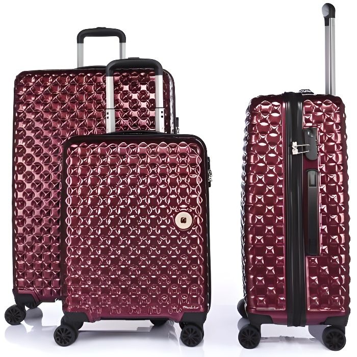 Set de 3 Valises Extensible Bordeaux Rigide ABS Code TSA 55-67-76cm Bordeaux LYS