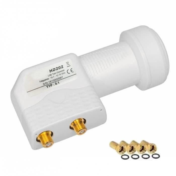 Antenne satellite GENERIQUE Kit Parabole Acier 65 cm HDME Anthracite + LNB Twin Full HD 4K + 2 Décodeurs THS 806 TNTSAT + Câble coax 20m + Câble HDMI + 4 fiches F