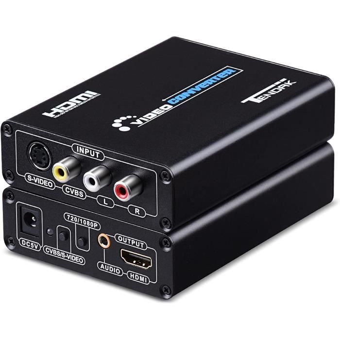 Adaptateur AV Vers HDMI 1080P RCA Vers HDMI - Compatible PS2 Xbox SNES N64 VHS DVD