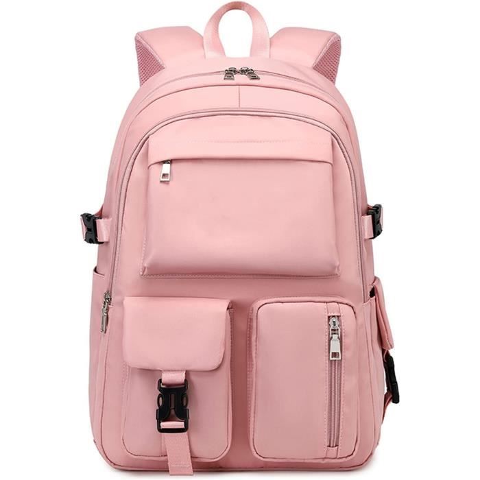 Sac a Dos Scolaire Decontractee Sac a Dos Scolaire College Cartables Fille Garcons Sac d ecole pour 15.6 Pouce Laptop Casual Rose Cdiscount Bagagerie Maroquinerie