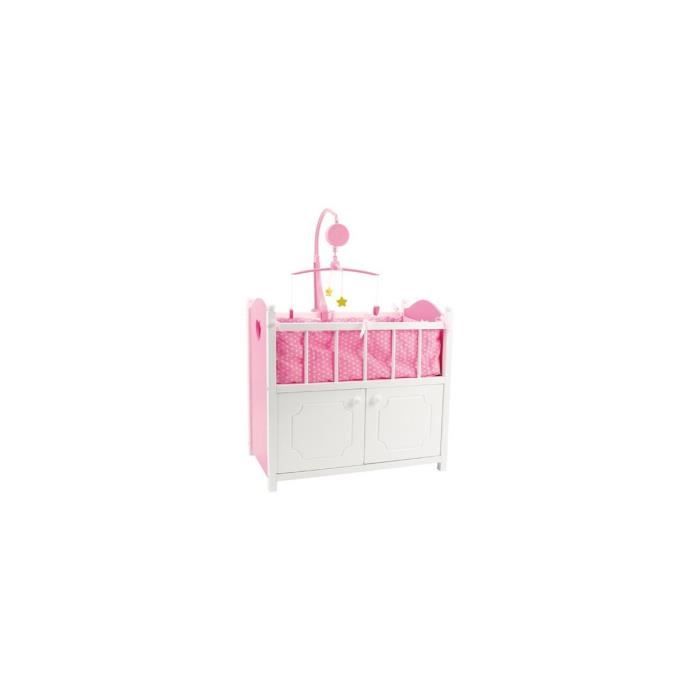 Lit En Bois Blanc Et Rose Avec Armoire Pour Poupee 51 5 X 30 X 90