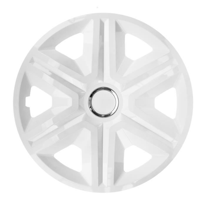 NRM FAST WHITE 15 Jeu de 4 enjoliveurs de roues blanc brillant