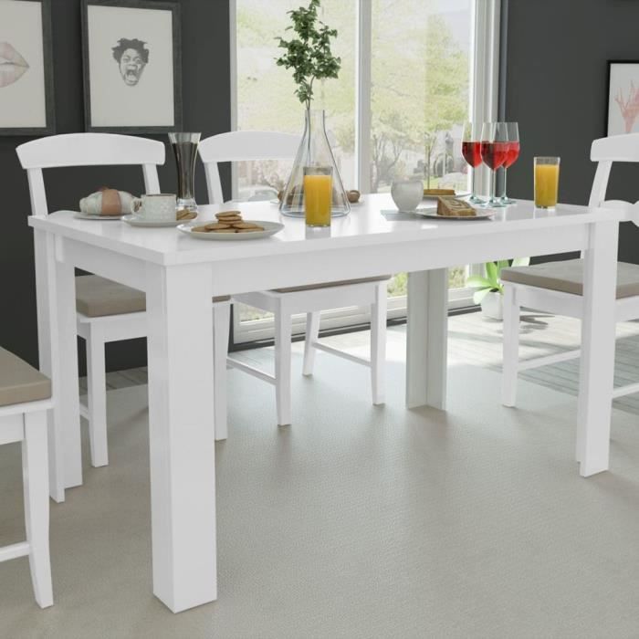 Table De Salle A Manger 140 X 80 X 75 Cm Blanc Achat Vente