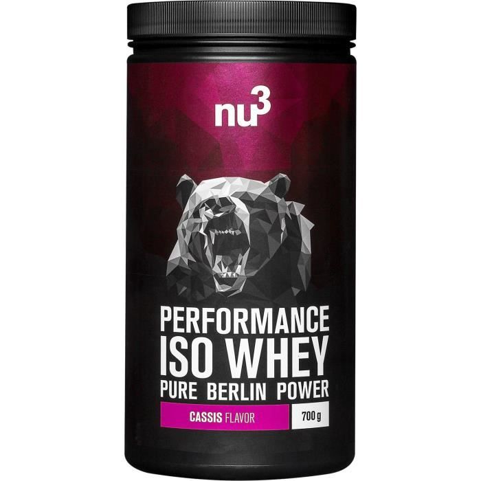 Nu3 - Performance Iso Whey, 700g, Poudre saveur cassis, Pur isolat de  protéine de lactosérum, Contient 83% de protéines