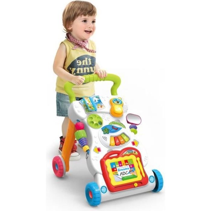 Super Trotteur Bebe 2 En 1 Multicolore Pour Apprendre A Marcher Avec Piano Et Activites D Eveil Pour Bebe De 6 Mois Et Plus Marcheur Cdiscount Puericulture Eveil Bebe