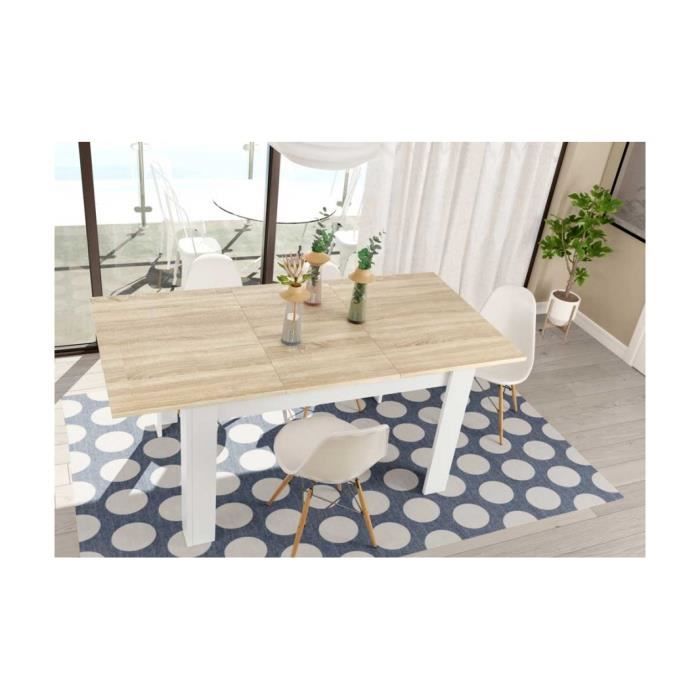 TABLE DE SALLE À MANGER À RALLONGE JIMENA - Chêne / blanc - Cdiscount