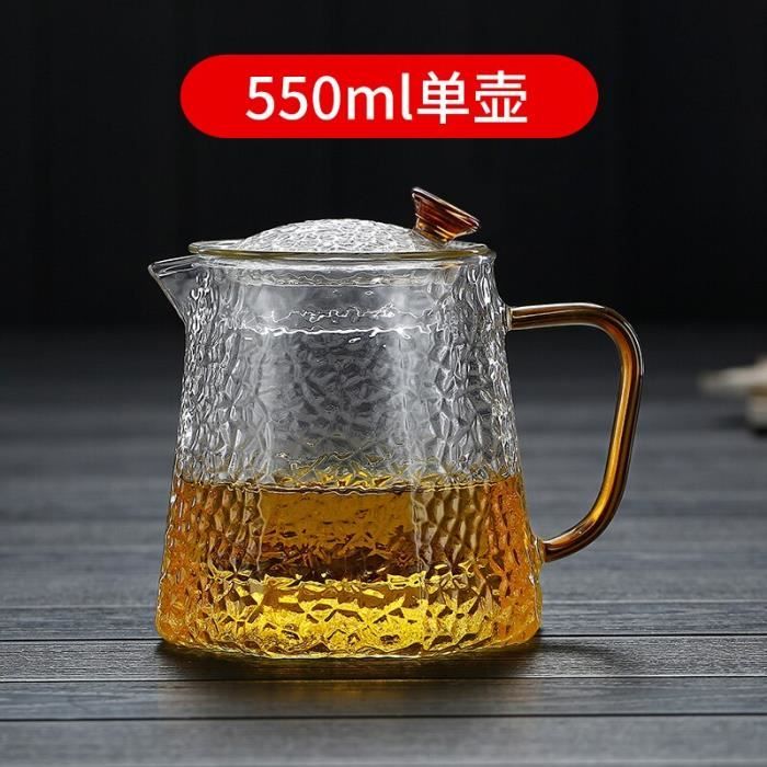 Service à Thé Rétro En Verre Borosilicate Et Bois De Noyer - Théière Avec Plateau Et Tasses