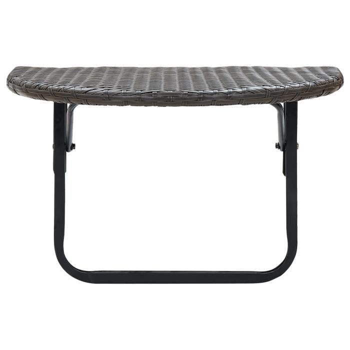 table de balcon pliable marron 60x60x50 cm - aynefy - résine tressée