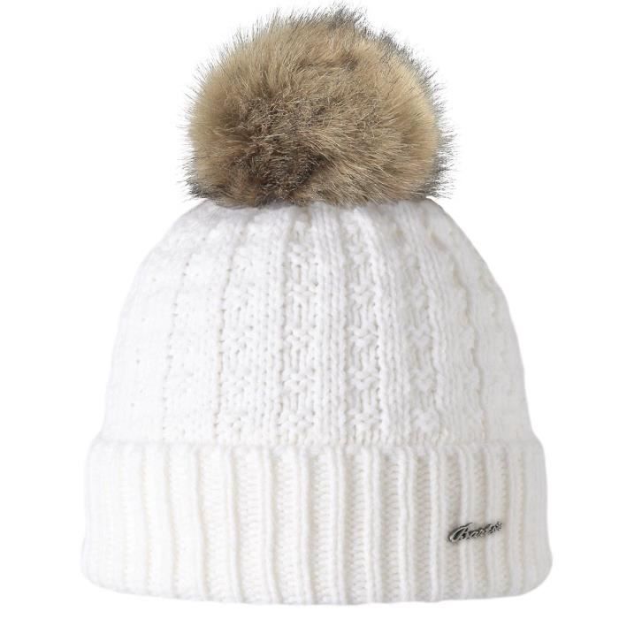 BARTS - Bonnet blanc pompon imitation 
