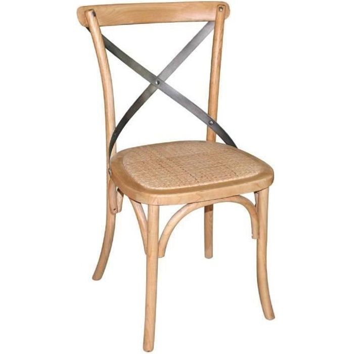 Chaises en bois naturel avec dossier croisé Bolero - Lot de 2 - Vintage - BOLERO - Salle à manger - Bois massif