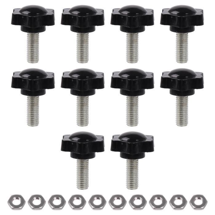 Bouton De Serrage Rs Pro CoCud Étoile Serrage Boutons, M6 X 60mm Mâle Filetage 38mm Tête, Plastique Pouce Vis Poignée Main Boutons Fileté Boulon Noir - (Applications: Pour Tour Machines), 2-Pièces Bouton