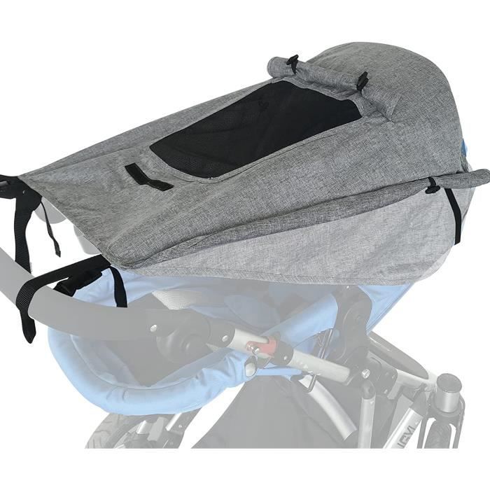 Pare-Soleil pour Poussette, Canopy Auvent Pare Soleil pour Nacelle Landau, UV 50+ Couffin Protection Soleil Réglable avec Sac de