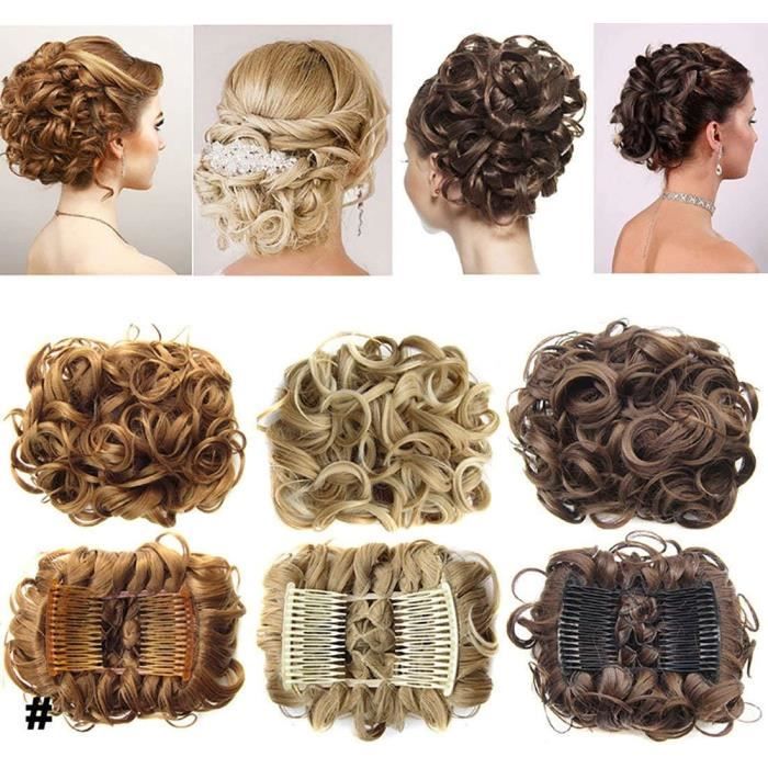 Chignon Postiche En Cheveux Naturels Bouclés - Couleur Blond Moyen, Marque Benehair - Neuf Avec étiquettes